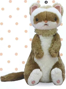 Peluche - Furet assis blanc & brun - 45 cm